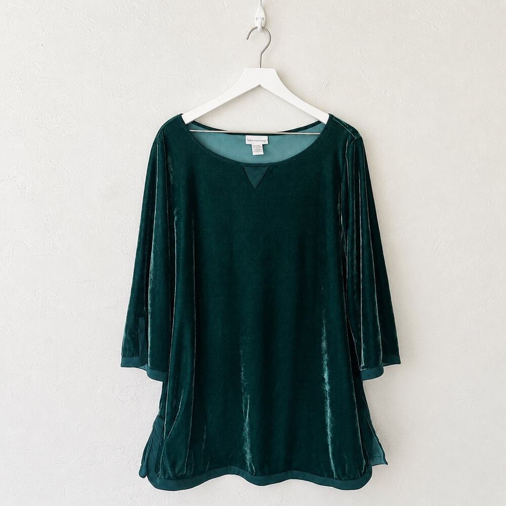 Soft Surroundings Emerald Green Velvet Tunic Top Large Style 3599
